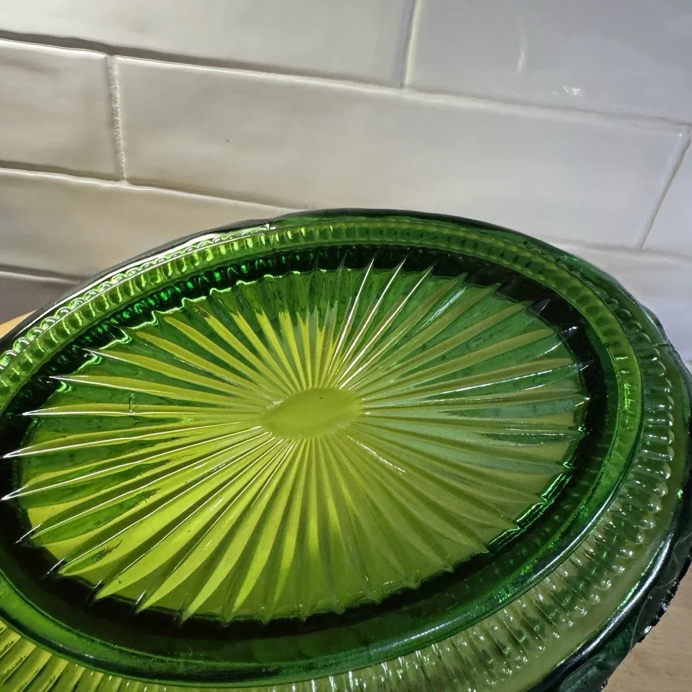 Antique EAPG 1899 DELAWARE‎ NEW CENTURY GLASS Green Banana Bowl U S GLASS CO